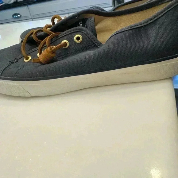 Sperry canvas slip on sneakers gray with leather laces size 7.5 - Picture 5 of 9
